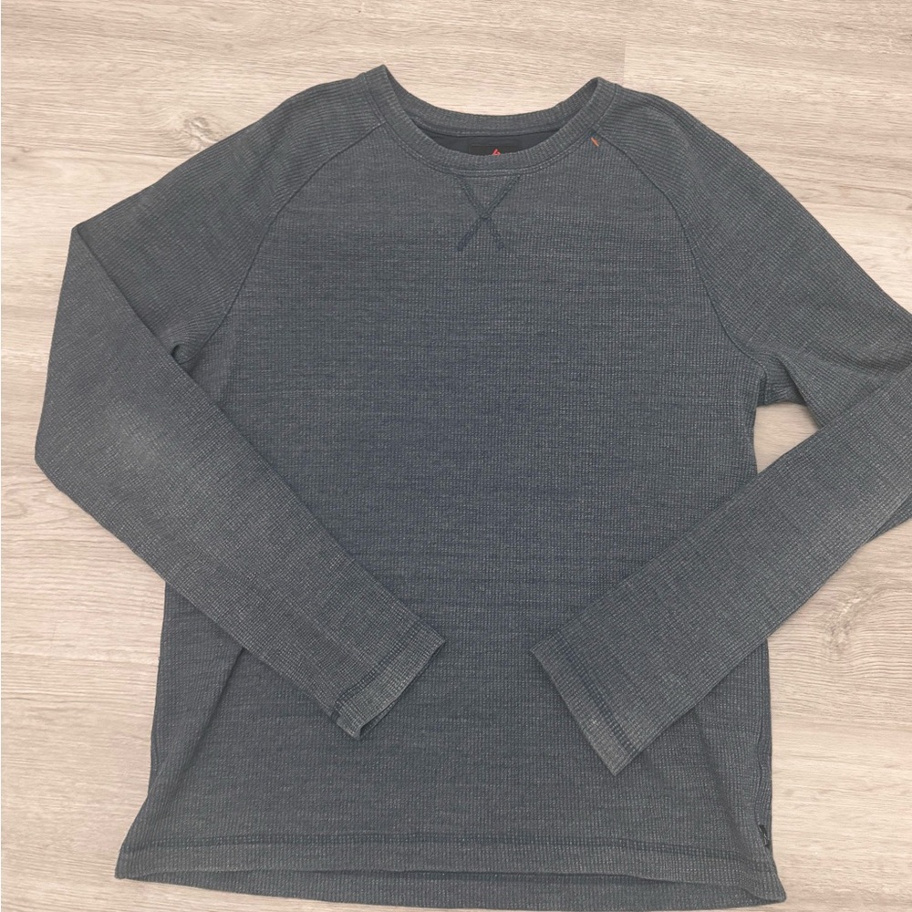 AMERICAN GIANT Waffle Long Sleeve Crew Shirt Minimal Athleisure Thermal Burgundy